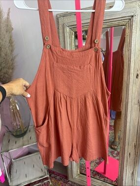 Amazon Rust Red Sleeveless Romper Jumpsuit with Pockets